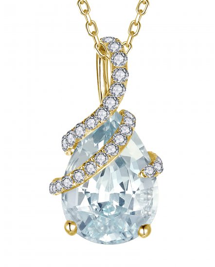 PEAR SHAPE AQUAMARINE DIAMOND PENDANT (TP4295)