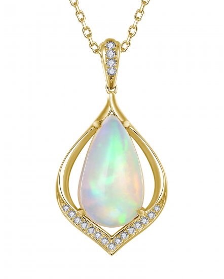 PEAR OPAL DIAMOND PENDANT (TP4297)