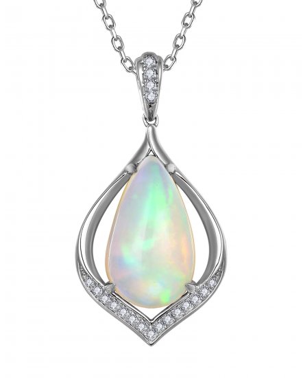 PEAR OPAL DIAMOND PENDANT (TP4297)
