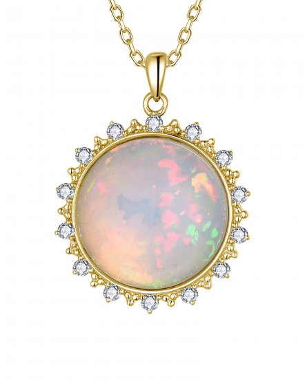 ROUND OPAL DIAMOND PENDANT (TP4302)
