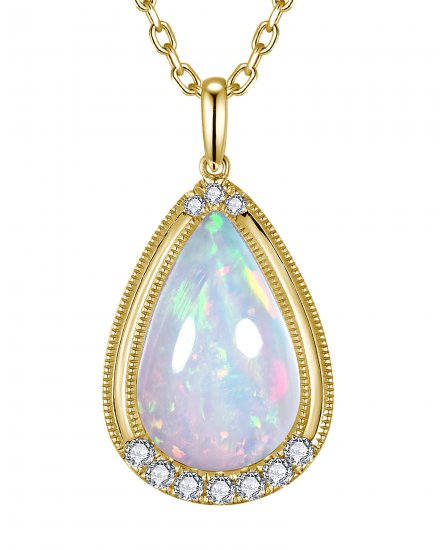 PEAR OPAL DIAMOND PENDANT (TP4307)