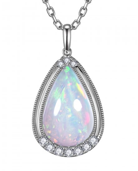 PEAR OPAL DIAMOND PENDANT (TP4307)