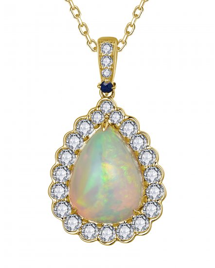 PEAR OPAL DIAMOND PENDANT (TP4310)