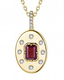 EMERALD CUT RUBY DIAMOND PENDANT (TP4339)