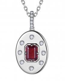 EMERALD CUT RUBY DIAMOND PENDANT (TP4339)