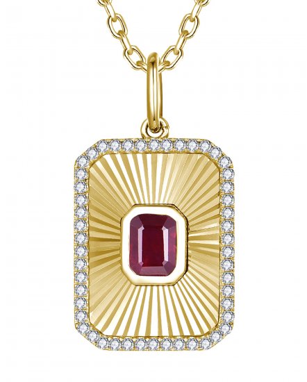 EMERALD CUT RUBY DIAMOND PENDANT (TP4340)