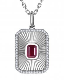 EMERALD CUT RUBY DIAMOND PENDANT (TP4340)