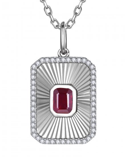 EMERALD CUT RUBY DIAMOND PENDANT (TP4340)
