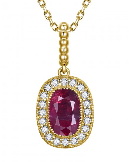 OVAL RUBY DIAMOND PENDANT (TP4341)