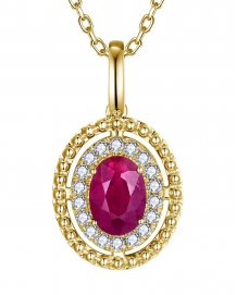OVAL RUBY DIAMOND PENDANT (TP4342)