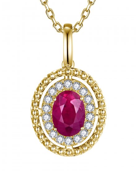OVAL RUBY DIAMOND PENDANT (TP4342)