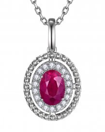 OVAL RUBY DIAMOND PENDANT (TP4342)