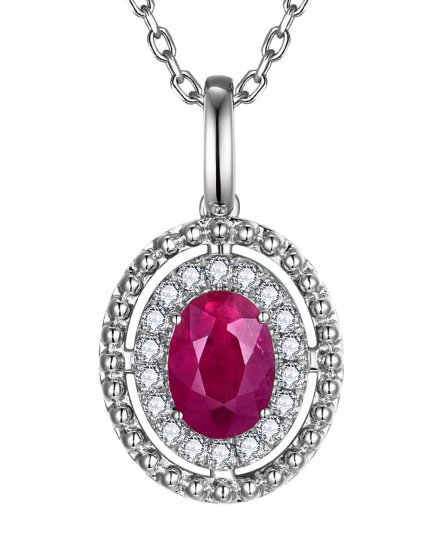 OVAL RUBY DIAMOND PENDANT (TP4342)
