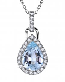 PEAR SHAPE AQUAMARINE DIAMOND PENDANT (TP4343)