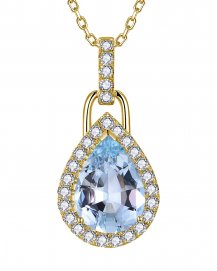 PEAR SHAPE AQUAMARINE DIAMOND PENDANT (TP4343)