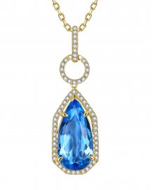 PEAR SWISS BLUE TOPAZ DIAMOND PENDANT (TP4344)