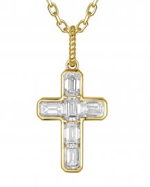 CROSS EMERALD CUT DIAMOND PENDANT (TP4345)