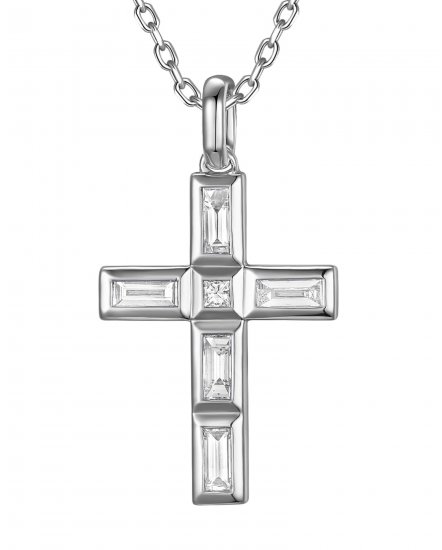 CROSS BAGUETTE DIAMOND PENDANT (TP4347)
