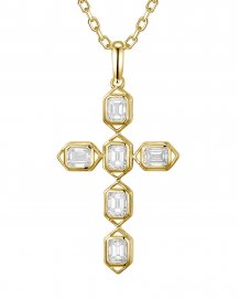 CROSS EMERALD CUT DIAMOND PENDANT (TP4353)