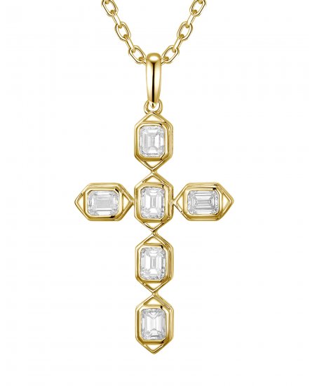 CROSS EMERALD CUT DIAMOND PENDANT (TP4353)