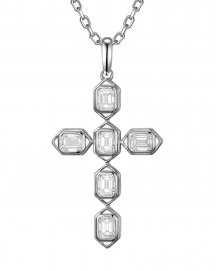 CROSS EMERALD CUT DIAMOND PENDANT (TP4353)
