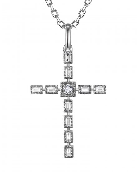 CROSS BAGUETTE DIAMOND PENDANT (TP4354)