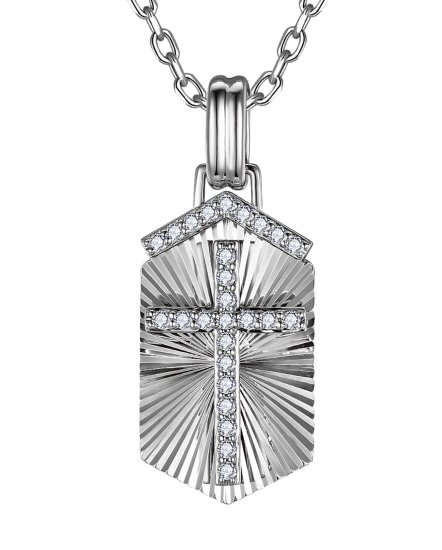 HEXAGON STYLE CROSS DIAMOND PENDANT (TP4356)