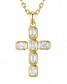 CROSS EMERALD CUT DIAMOND PENDANT (TP4358)