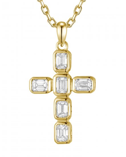 CROSS EMERALD CUT DIAMOND PENDANT (TP4358)