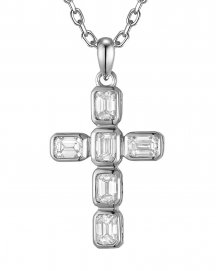 CROSS EMERALD CUT DIAMOND PENDANT (TP4358)