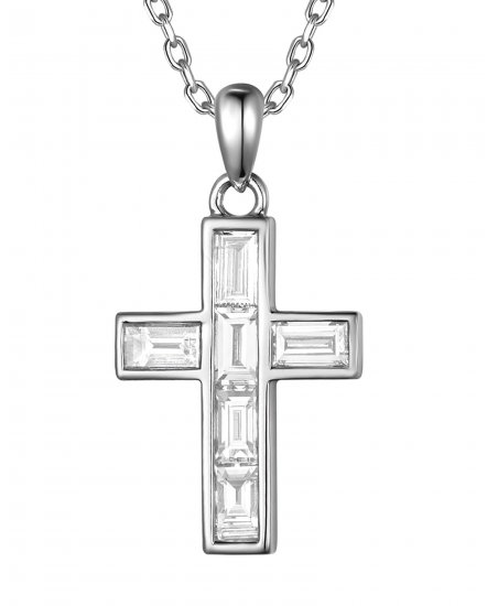 CROSS BAGUETTE DIAMOND PENDANT (TP4376)
