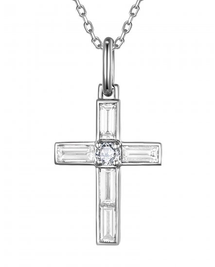 CROSS BAGUETTE DIAMOND PENDANT (TP4379)