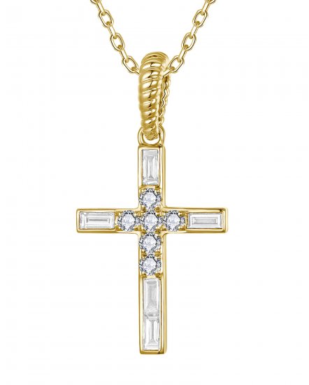 CROSS BAGUETTE DIAMOND PENDANT (TP4380)