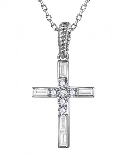 CROSS BAGUETTE DIAMOND PENDANT (TP4380)
