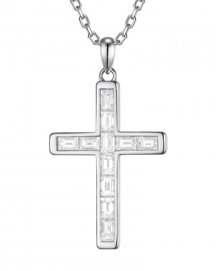 CROSS BAGUETTE DIAMOND PENDANT (TP4381)