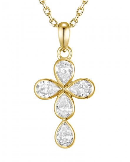 CROSS PEAR DIAMOND PENDANT (TP4382)