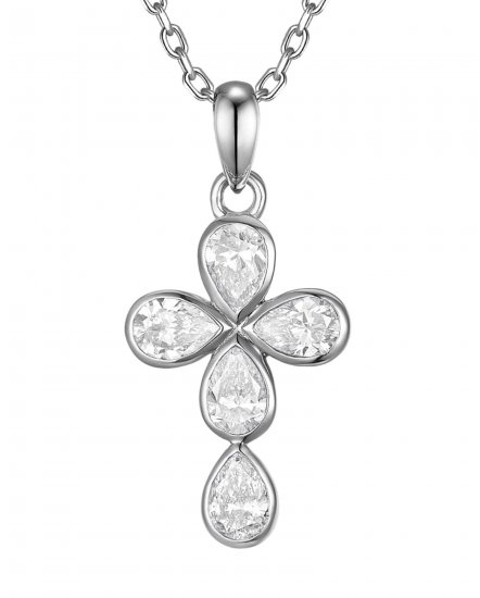 CROSS PEAR DIAMOND PENDANT (TP4382)