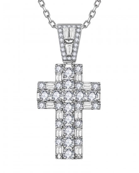 CROSS BAGUETTE DIAMOND PENDANT (TP4383)