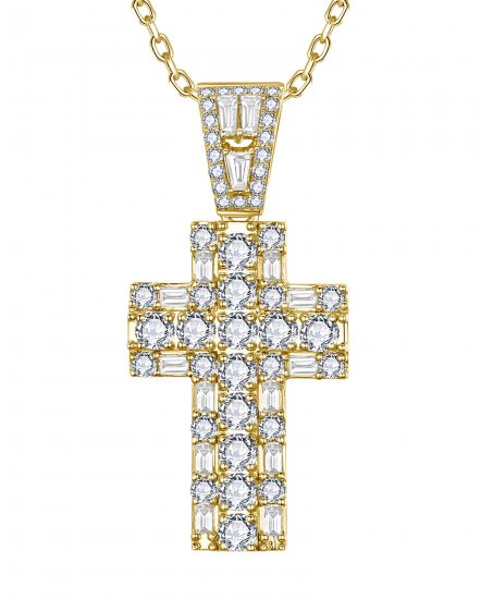 CROSS BAGUETTE DIAMOND PENDANT (TP4383)