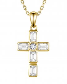 CROSS EMERALD CUT DIAMOND PENDANT (TP4384)