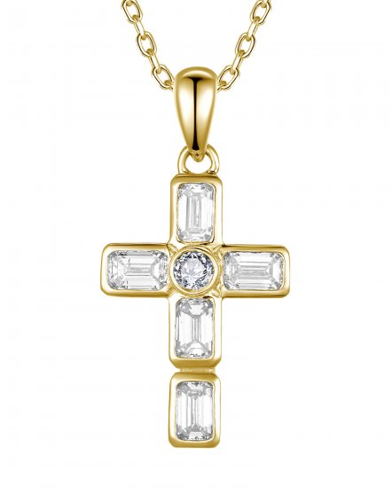 CROSS EMERALD CUT DIAMOND PENDANT (TP4384)