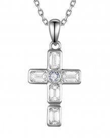 CROSS EMERALD CUT DIAMOND PENDANT (TP4384)