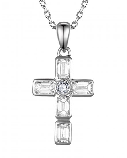 CROSS EMERALD CUT DIAMOND PENDANT (TP4384)