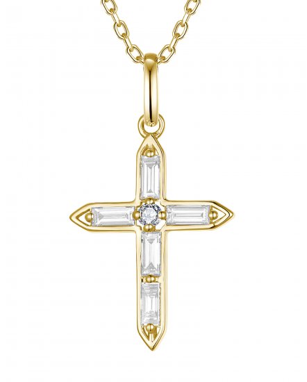 CROSS BAGUETTE DIAMOND PENDANT (TP4385)