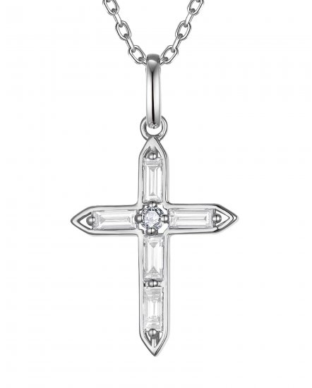 CROSS BAGUETTE DIAMOND PENDANT (TP4385)