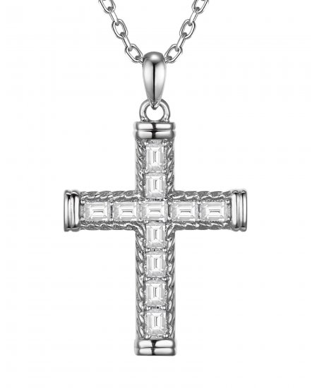 CROSS BAGUETTE DIAMOND PENDANT (TP4386)