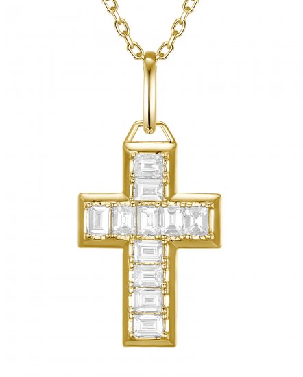 CROSS BAGUETTE DIAMOND PENDANT (TP4387)