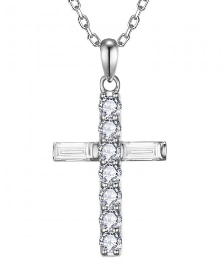 CROSS BAGUETTE DIAMOND PENDANT (TP4389)