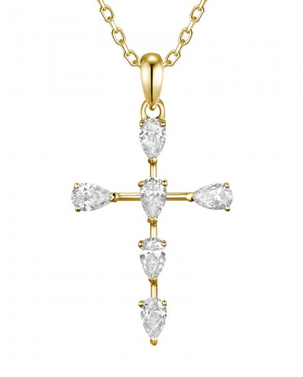 CROSS PEAR DIAMOND PENDANT (TP4553)