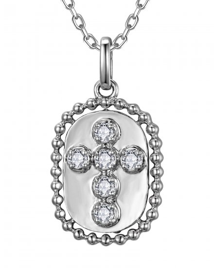 OVAL STYLE CROSS DIAMOND PENDANT (TP4594)
